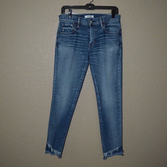 $350 Sz 28 Moussy  Blue Frayed Hem Skinny Jeans - Picture 1 of 6
